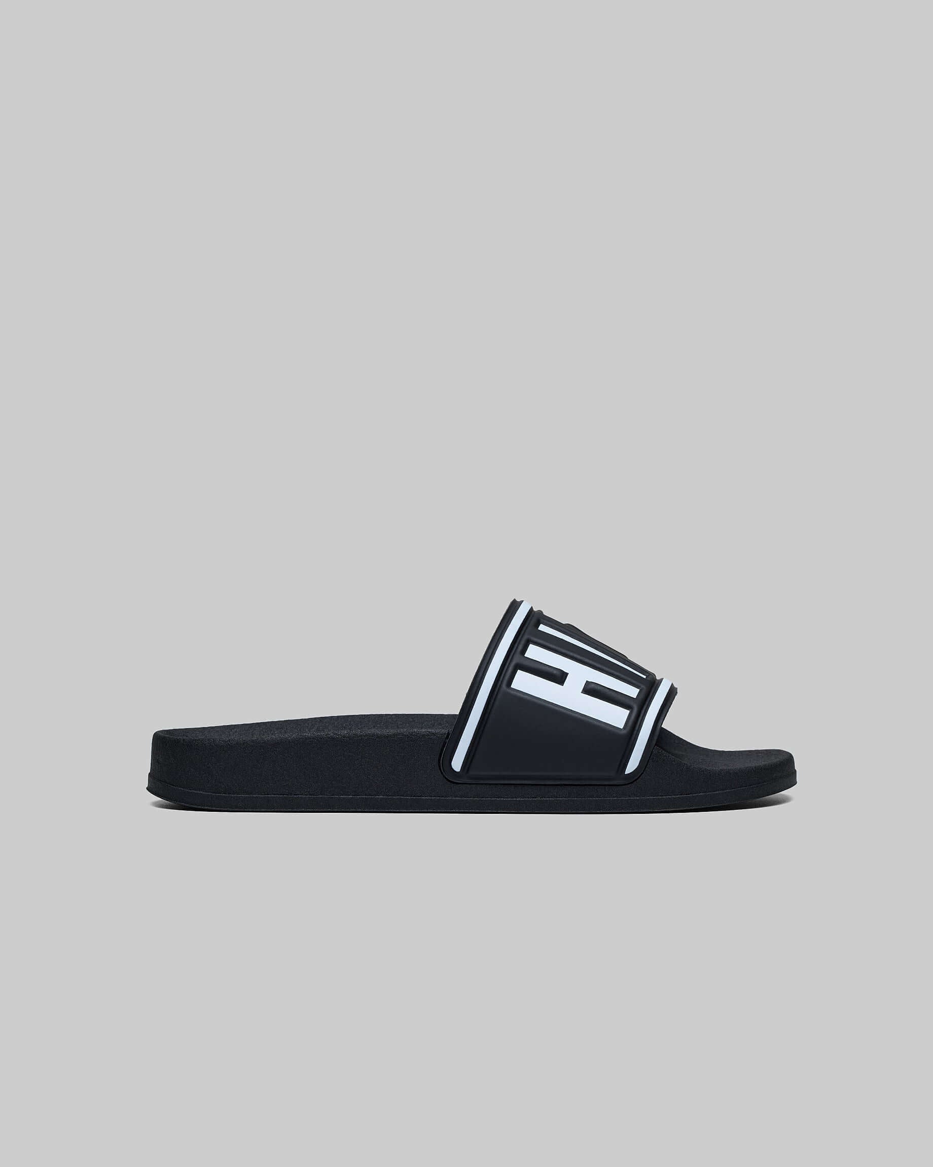Off-White Poolside Black and Red Striped Slides (No Box) SZ 42 / sz 9 Avia Mens Primary Sandals Slides Rubber Logo White Navy Blue  main image 4